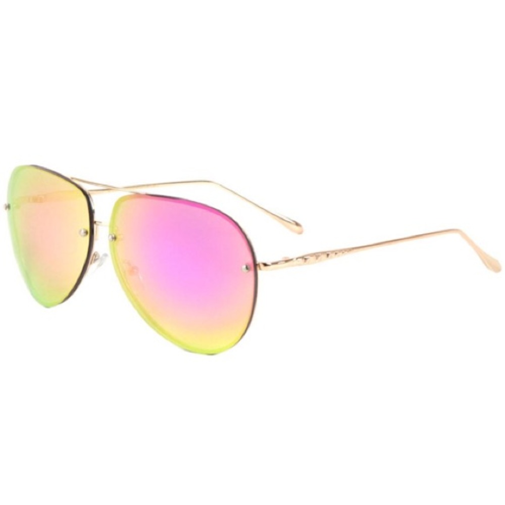 Rimless Color Mirror Aviators Sunglasses